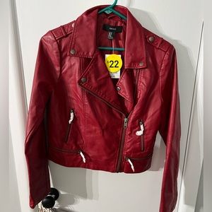 NWT Red Vegan Leather Jacket